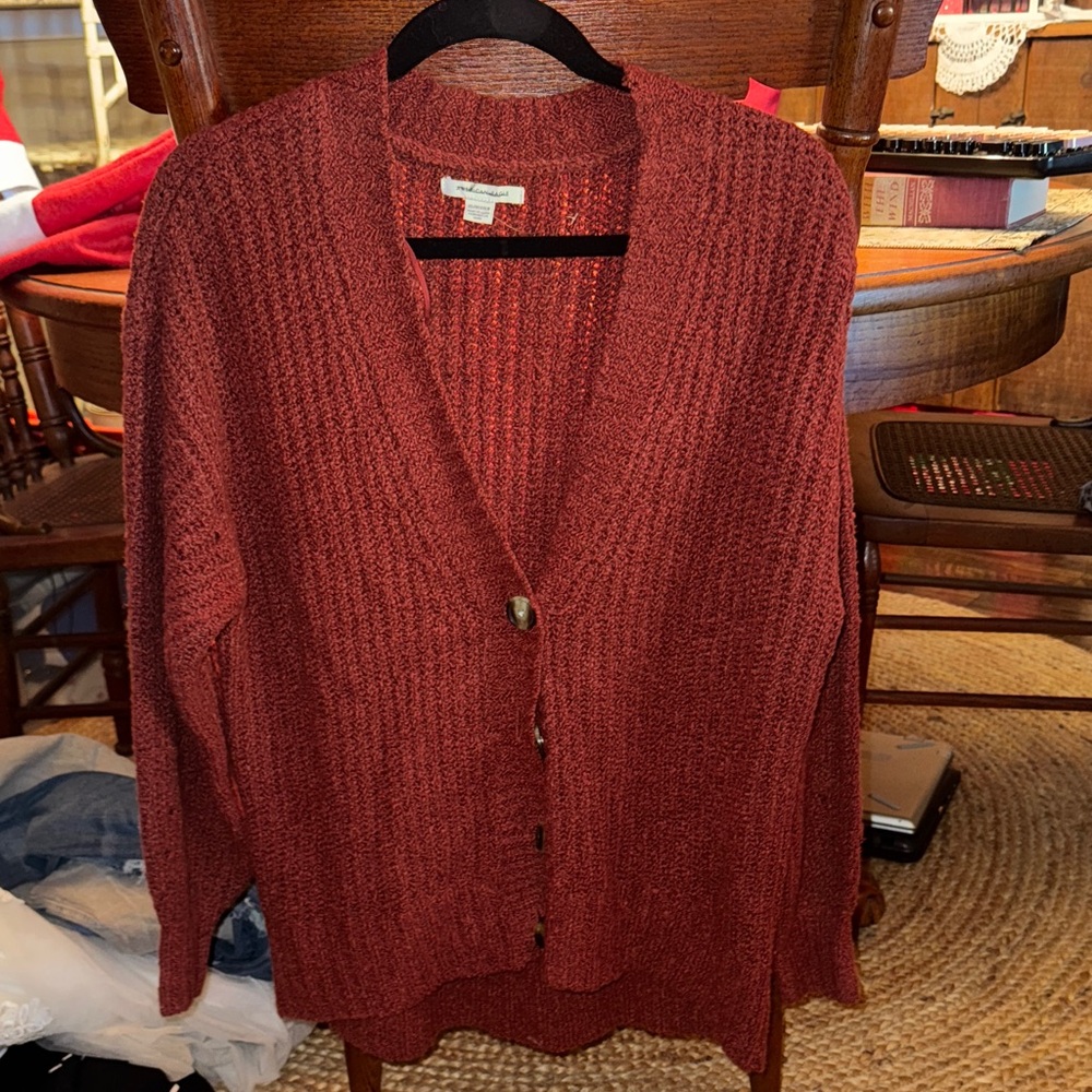 American Eagle Cozy Rust Cardigan Sweater